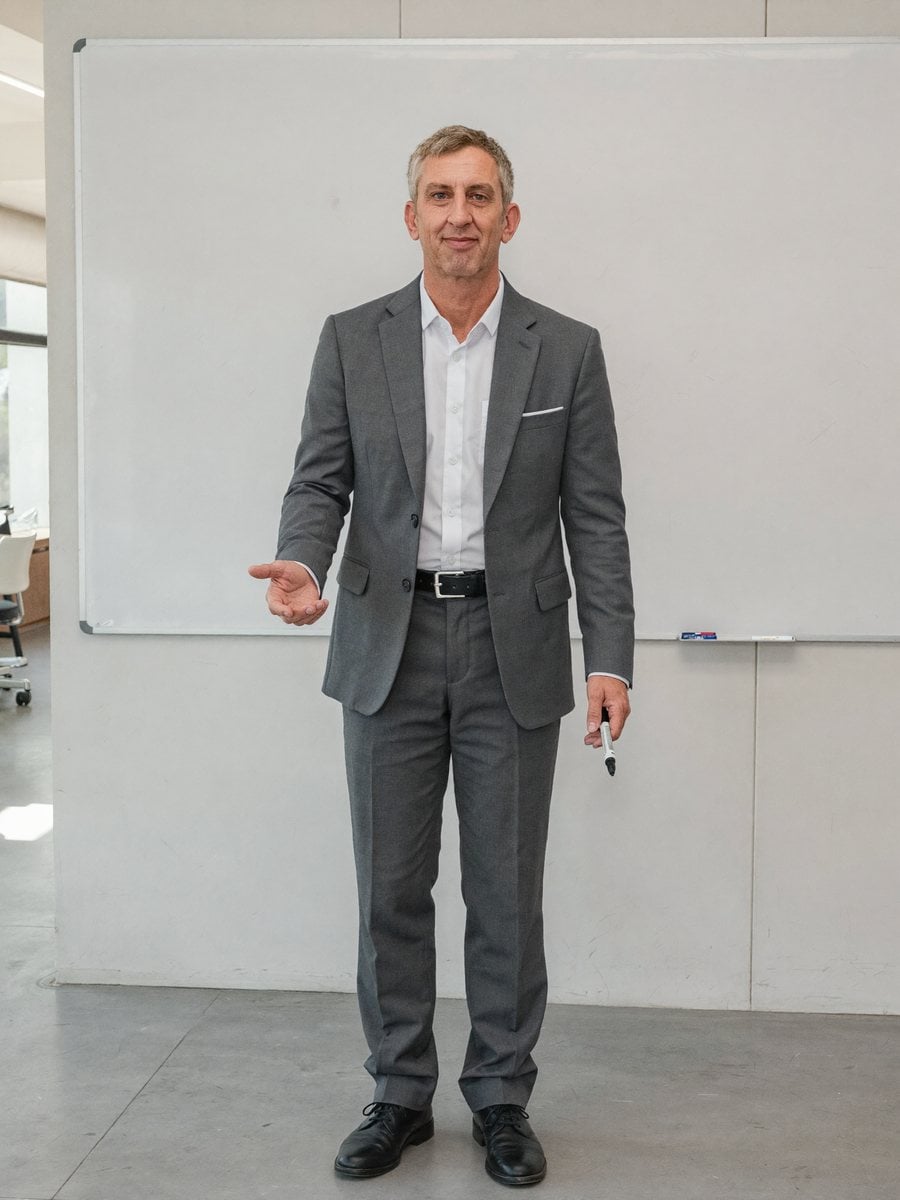 Nick Hall presenting at a whiteboard